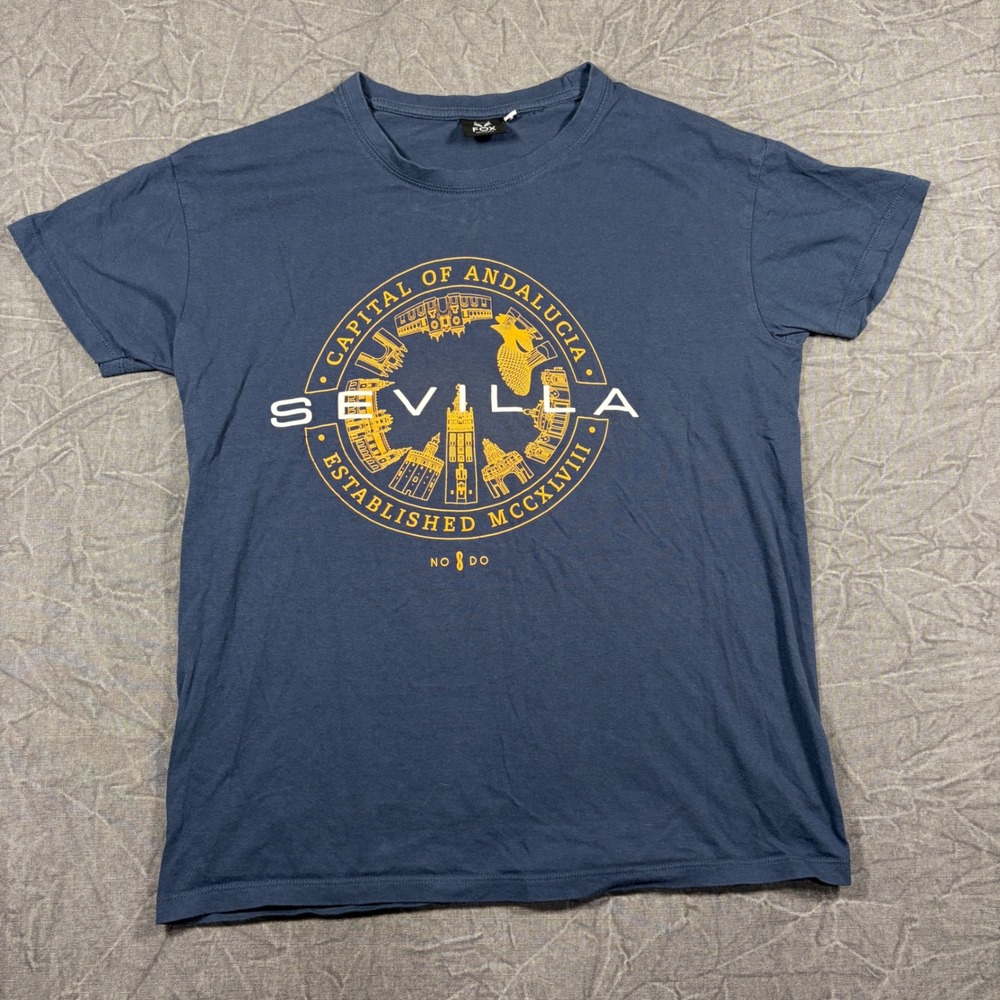Fox Originals T-Shirt Mens Small Blue Sevilla Capital of Andalucia Graphic Tee